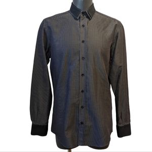 Dolce & Gabbana formal black polka dot slim fit button front shirt sz 17